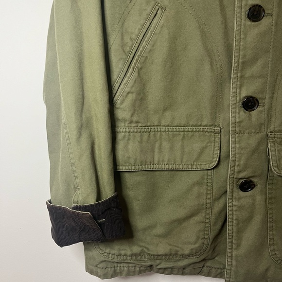 VINTAGE CANVAS BARN COAT WITH CORDUROY COLLAR AND CUFFS MEN’S SIZE S - Picture 3 of 5